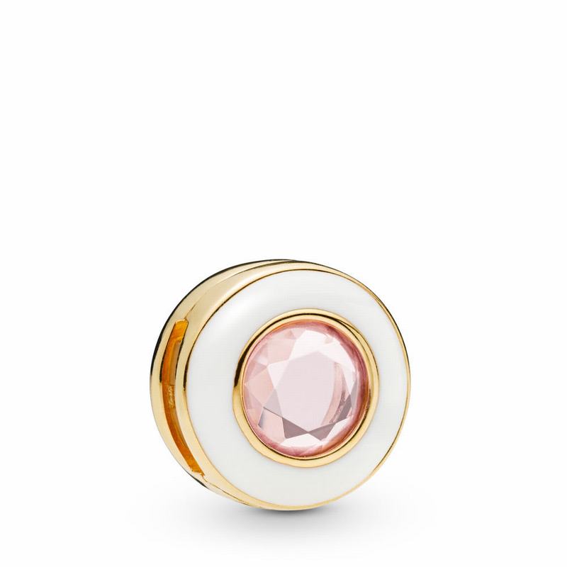 Talismane Pandora Reflexions™ Gleaming Circle Clip Aur/Albi/Roz (Kw9ylkmO)